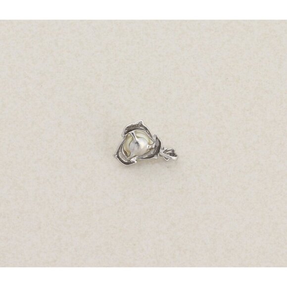 Pendant Only 14K White Gold Akoya Pearl Dolphin Pendant 5/8" x 1/2" - Picture 6 of 8